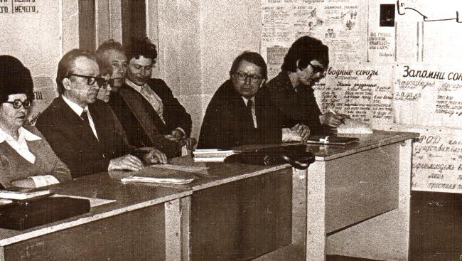 Гос. экзамены, 1980-е годы. Е.П. Барышников - второй справа